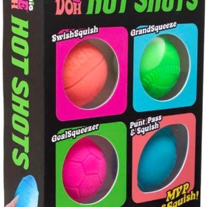 Schylling NeeDoh Hot Shot Teenie Needoh 4 Pack - Sensory Squeeze Toy - 1.5 in Diameter - Colors May Vary