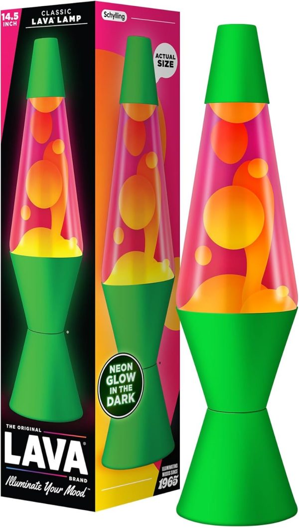 Lava The Original Lamp - 14.5 Neon Green - Classic Liquid Motion Lamp - Orange and Pink Liquid - Item #2096 (Amazon Exclusive)