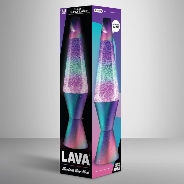 Lava? Lamp - 14.5 Polar Glimmer - The Original Motion Light - Silver Glitter. Multicolor Base and Globe - Item #2048 (Amazon Exclusive)